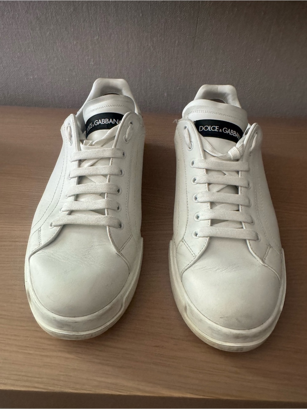 Dolce & Gabbana Men's White Leather Low-Top Sneakers